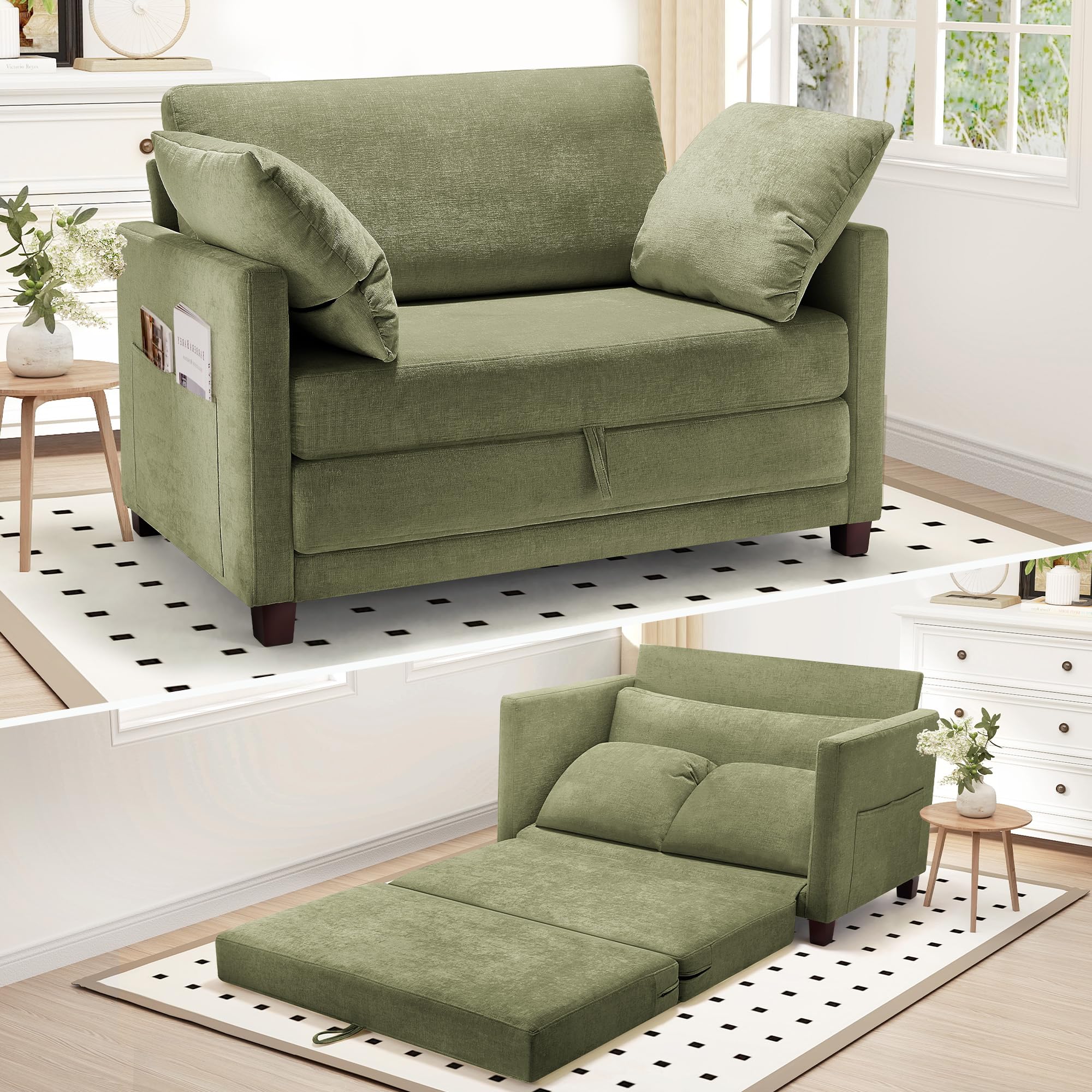 51" Convertible Loveseat Sofa Bed, 2 in1 Folding Sofa Bed, Loveseat Sleeper Sofa
