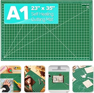Tujurich Large Self Healing Cutting Mat 23" x 35", Double-Sided, A1, Green | A1 Size • For Rotary Cutting, Sewing, Quilting, Scrapbooking & Fabric Crafts