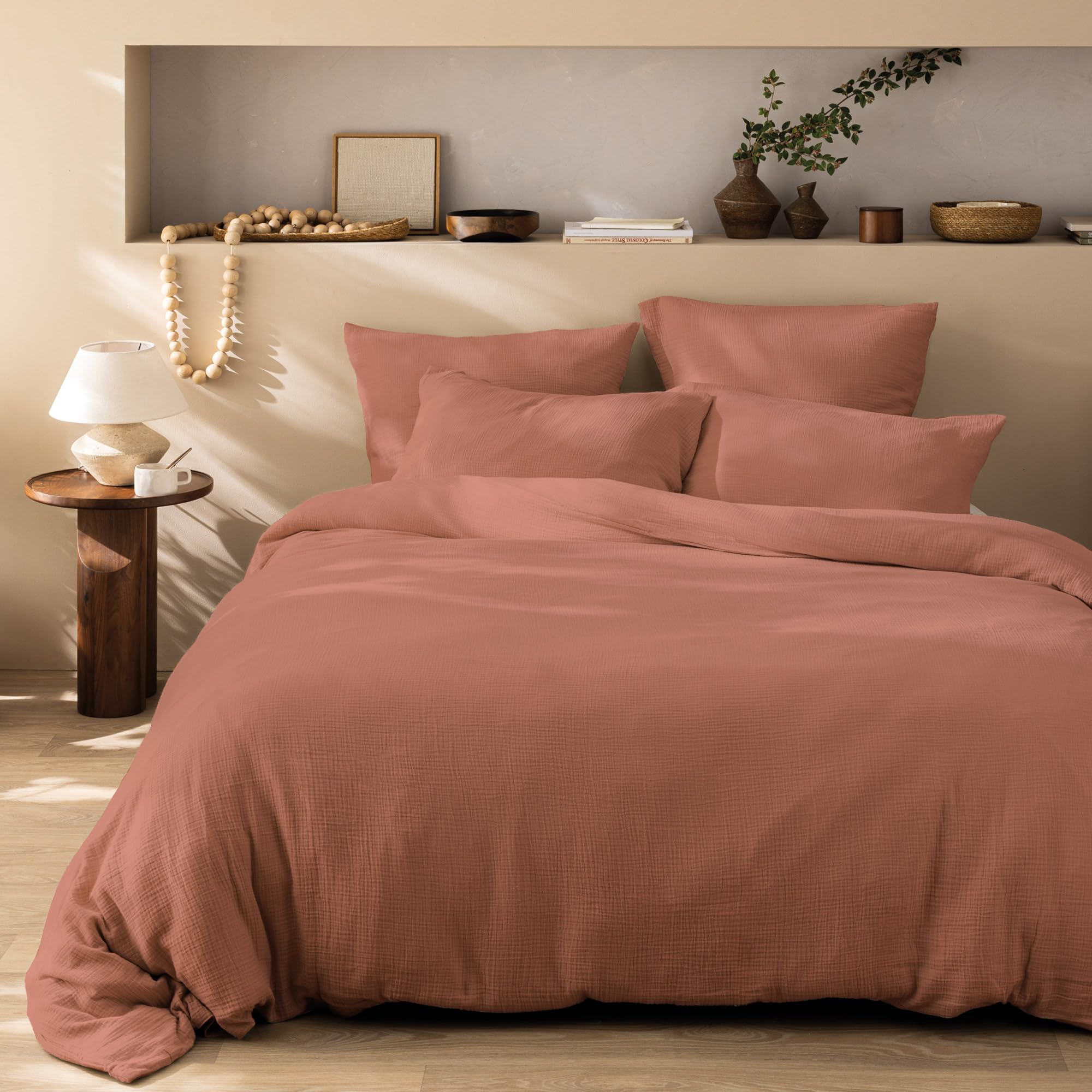 MATT & ROSE Plain Double Cotton Gauze Bed Linen Set 240 x 220 cm | 100% Premium 