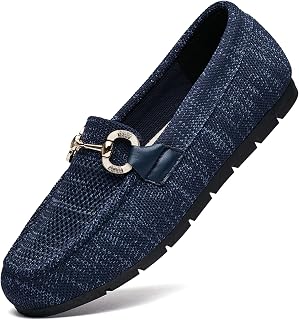 Women's Knit Slip On Loafers - Breathable Mesh Flats with Memory Foam Insole & Arch Support, Non-Slip Comfortable Shoes for Work Office Commute, Driving, Casual Daily Walking (Wide Foot Friendly)