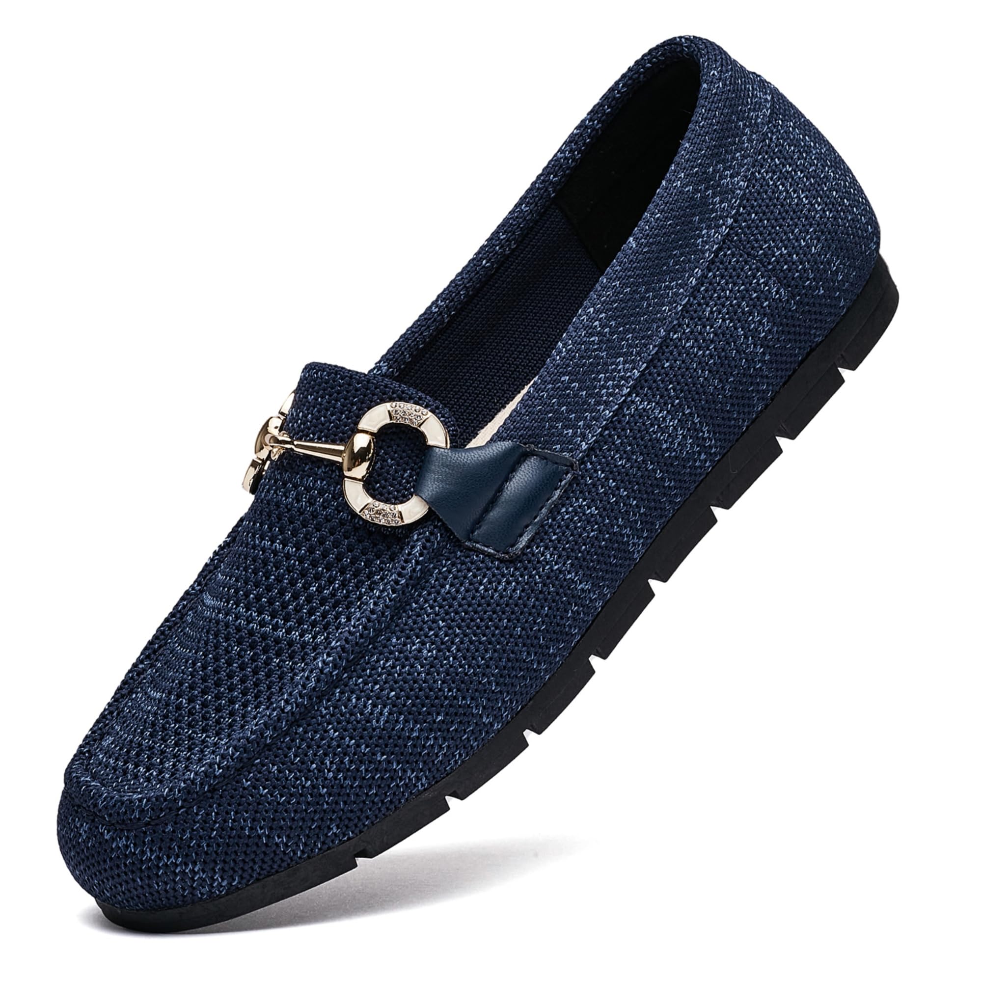 Women's Knit Slip On Loafers - Breathable Mesh Flats with Memory Foam Insole & A