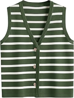 LILLUSORY Vest Tops for Women Striped Sweater Vests 2026 Fall Outfits