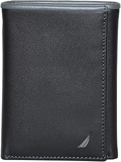 Nautica Men's Trifold Wallet | RFID Blocking Protection | ID Window | Card Slots | Genuine Leather | Durable