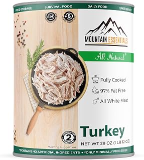 MOUNTAIN ESSENTIALS All Natural Canned Turkey 28 Oz – Fully Cooked, Ready to Eat White Meat – Pantry Staple for Daily Meals, Emergency, Survival & Camping – 5-Year Shelf Life – Made in USA – 1 Pack