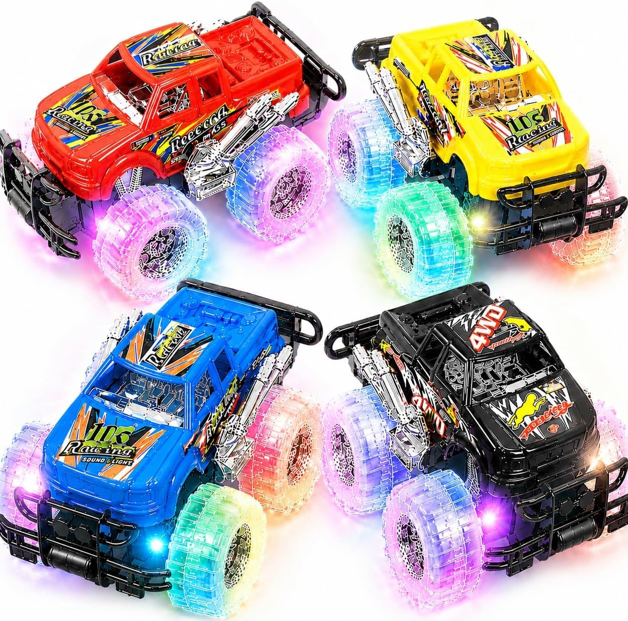 ArtCreativity Light Up Monster Truck Toys for Toddler Boys, Toy Cars Gift | Push