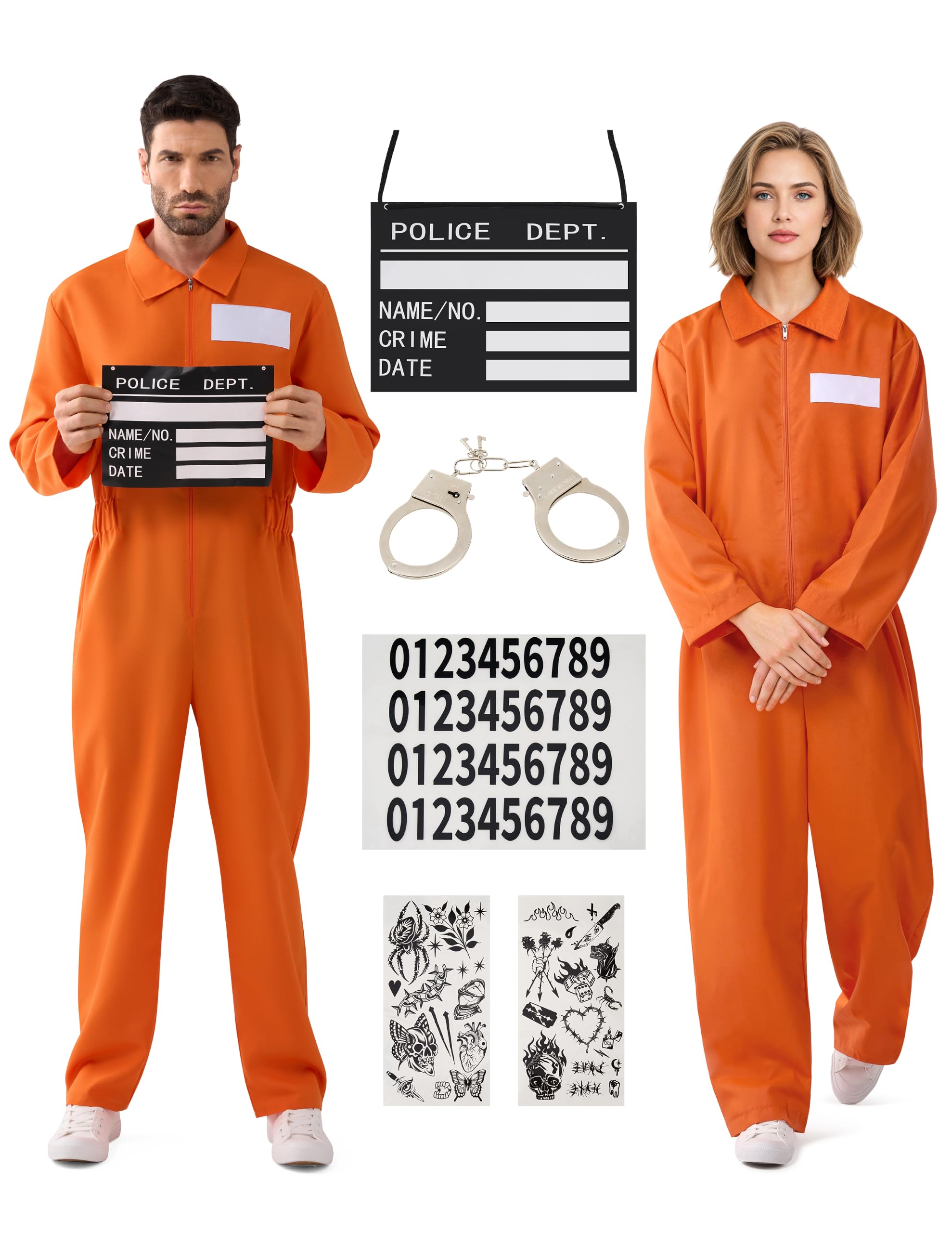Spooktacular Creations Orange Prisoner Jumpsuit Costume For Unisex Adult Hallowe