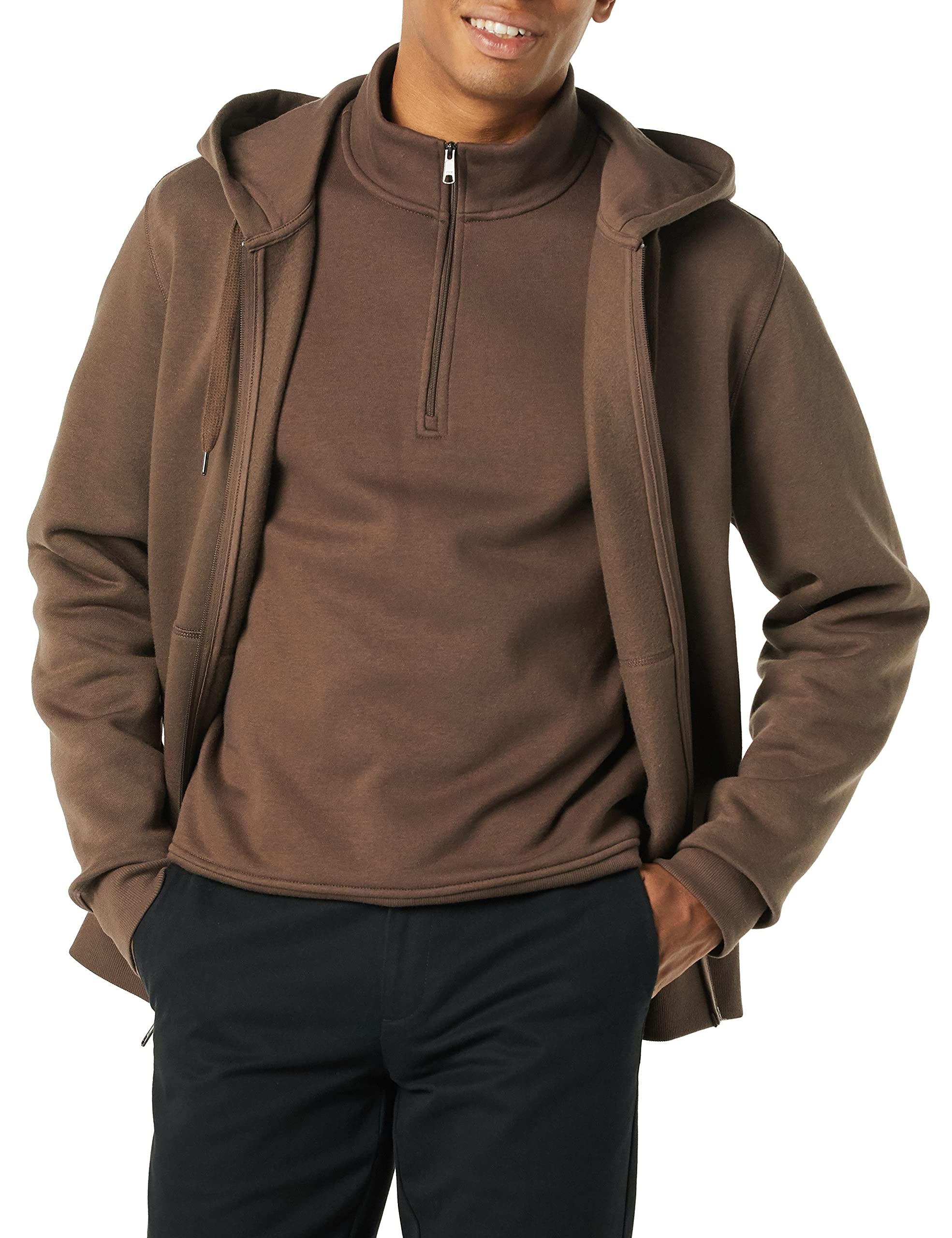 Amazon Essentials Men's Full-Zip Fleece Hoodie Sweatshirt (Available in Big & Ta