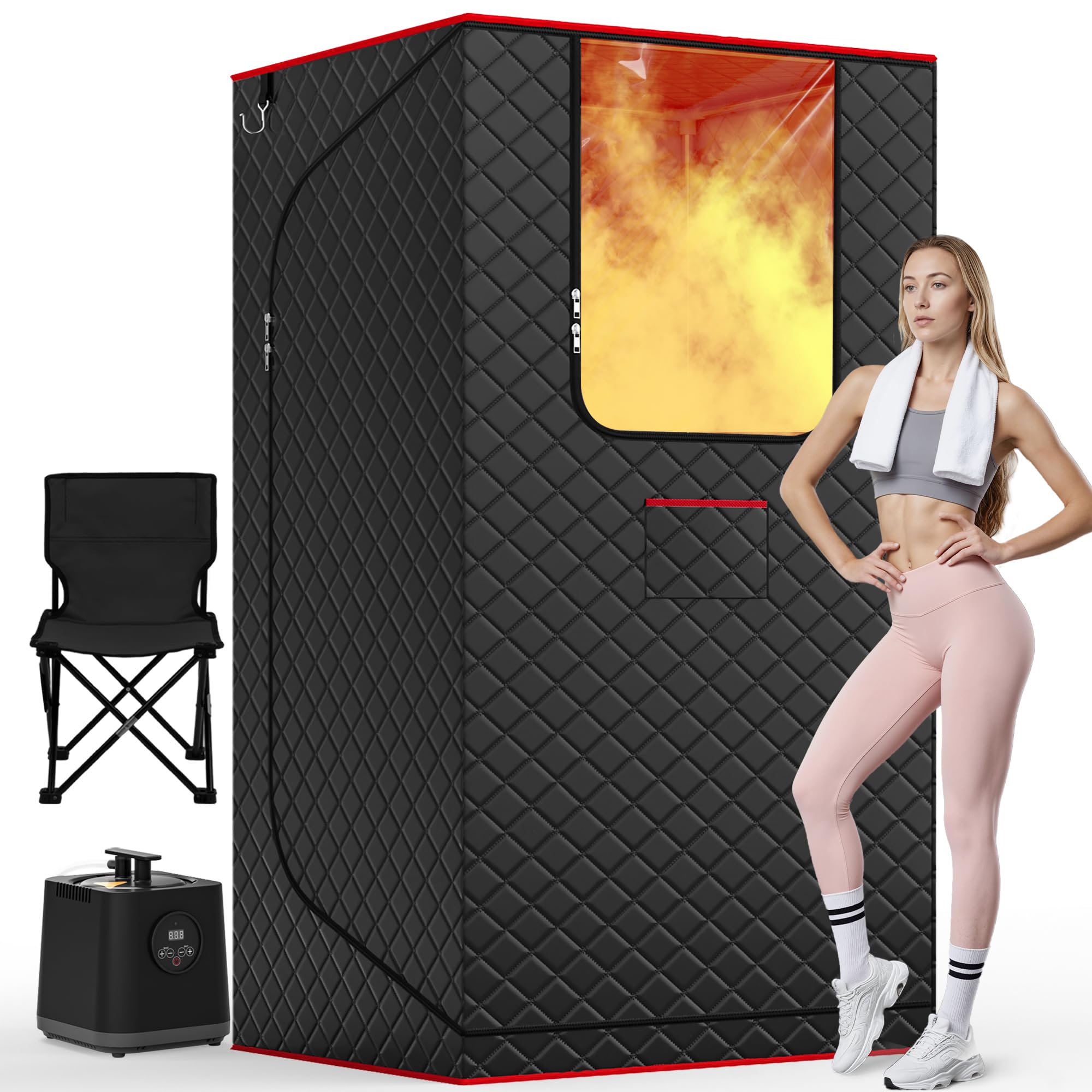 Manastin Upgraded Portable Steam Sauna for Home,Jet Black | Sauna Tent with 3L/1