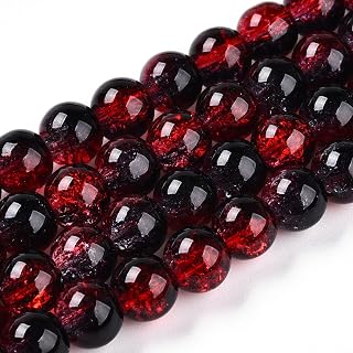 100 Strands Clear Iridescent Crackle Glass Round Beads for Jewelry Making, Earrings, Necklaces, Bracelets, Lanyards, DIY Crafts Supplies, 7-7.5x8.2mm