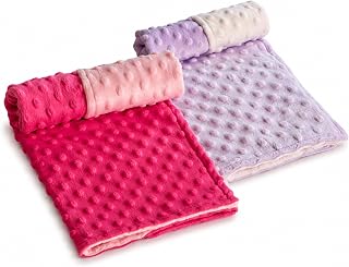 Baby Doll Blanket Set by aBaby for 18 Inch, 15 Inch & 12 Inch Dolls, Set of 2 Ultra Soft Reversible Minky Plush Blankets, Doll Bedding Accessories for Pretend Play, Doll Bed, Bassinet & Stroller