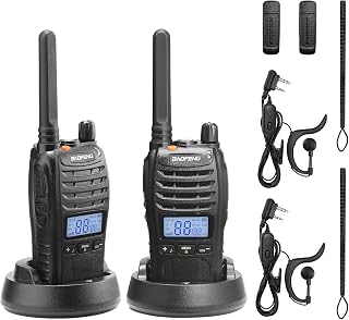 BAOFENG BF-88ST Pro PMR446 Walkie Talkies Long Range, License-Free Radio | Rechargeable Two Way Radios with LCD Display, VOX, Dual Watch, Desktop Charger and Earpieces, 2 Pack