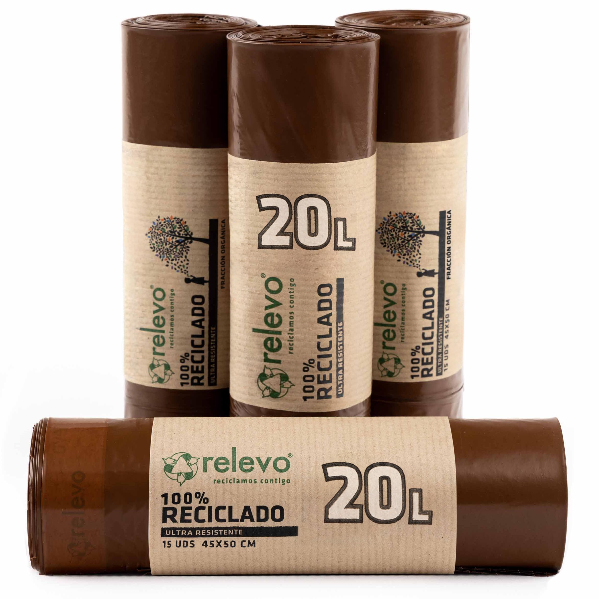 Relevo 20L Bin Bags – Food Waste Bags made of 30 µm (Micron) thick 100% recycled
