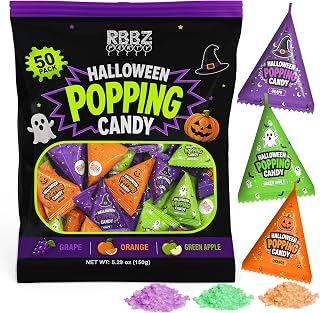 Halloween Popping Candy Bulk – 50 Pack Individually Wrapped | Bulk Halloween Party Favors, Trick or Treat Candy, Classroom, Goodie Bag Fillers, Kids Halloween Treats, Birthday Parties