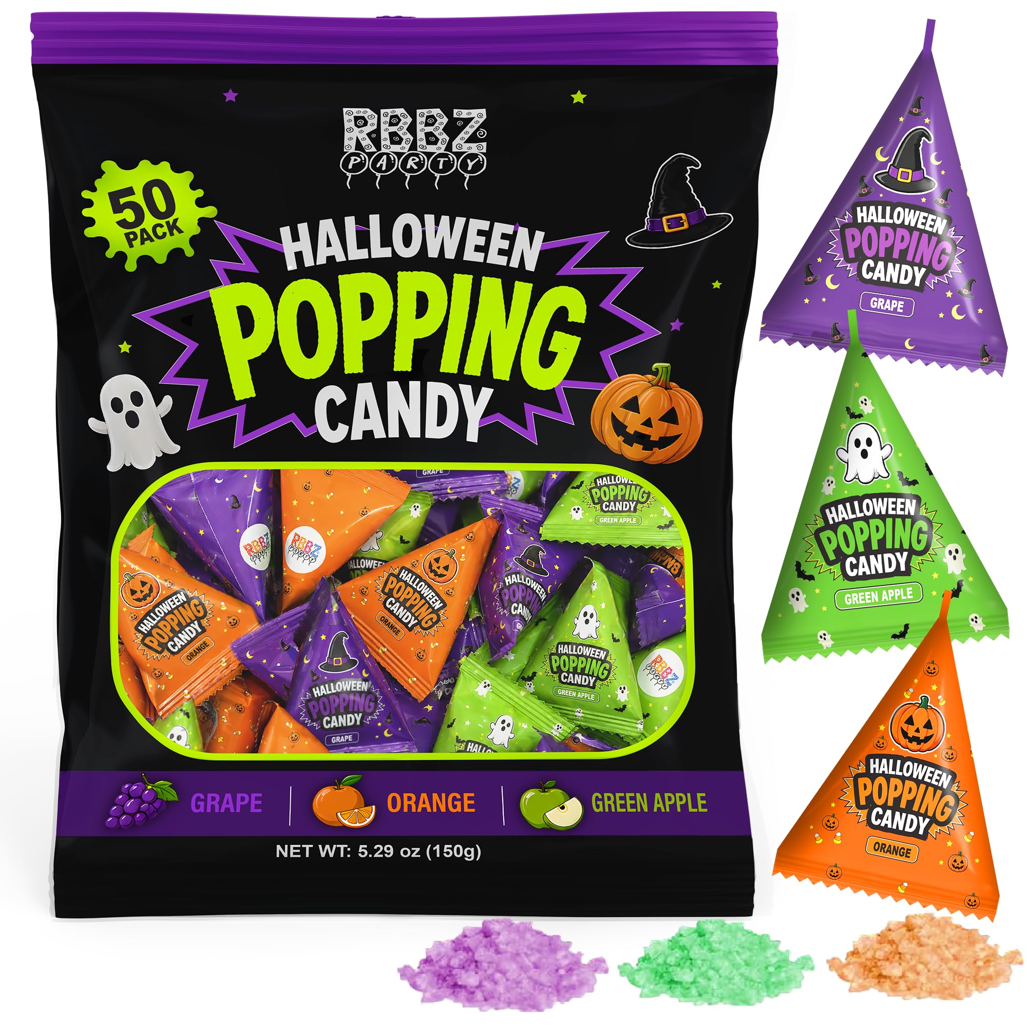 Halloween Popping Candy Bulk – 50 Pack Individually Wrapped | Bulk Halloween Par