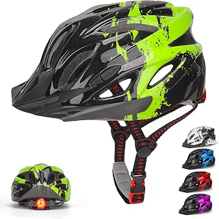Kids Bike Helmet with Light, Age 3-15, Adjustable Helmet 50-59cm | Boys Girls Bike Helmet,Multi-Sport Children Helmet for Bicycle Scooter Skating Cycling,Removable Visor,Colorful Design