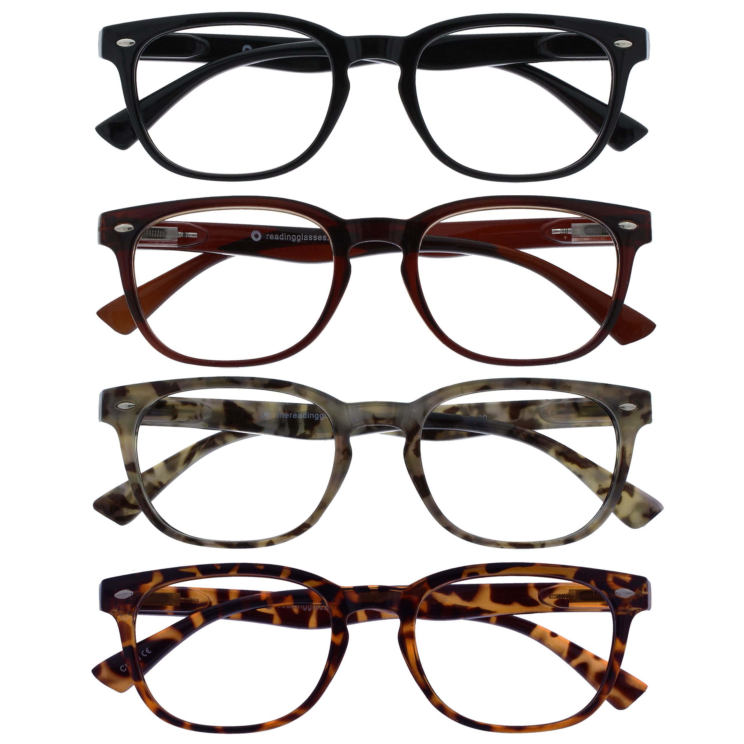 OPULIZE ORA Reading Glasses for Men and Women, Designer Style, Spring Hinge Read