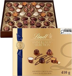 Lindt SWISS LUXURY SELECTION Assorted Chocolate Pralines Gift Box, 410 Grams