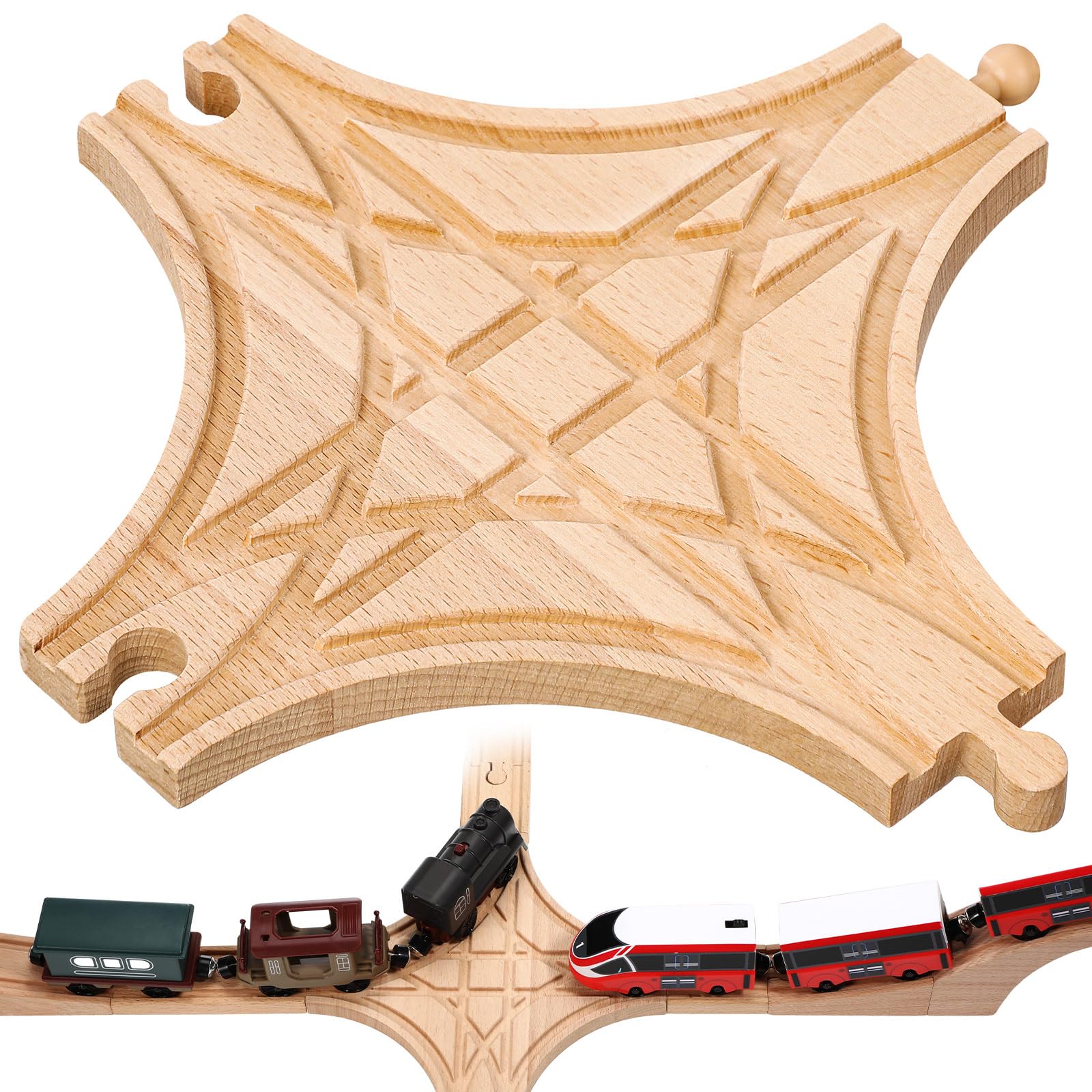 CroBlissful Wooden Train Track Switch Accessories Railway Pieces | Forked Wooden