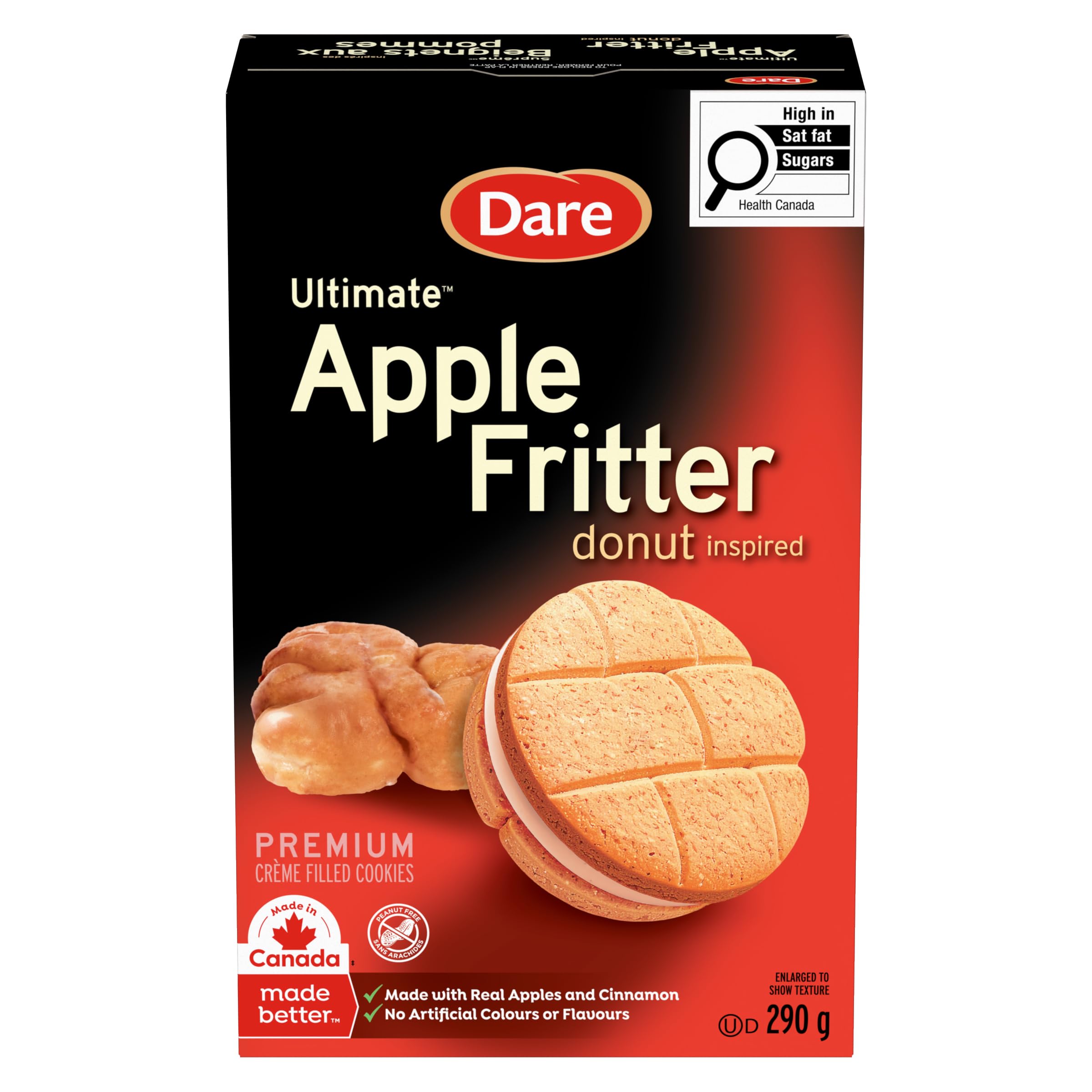 Dare Ultimate Apple Fritter Donut Inspired - Crunchy Sandwich Cookies with Real 
