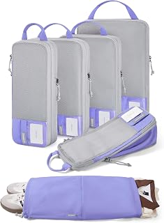 BAGSMART 6 Set Compression Packing Cubes, Lightweight Vacation Travel Essentials, Travel Accessories for Suitcase Organizer Bags Set, Durable Luggage Organizer Travel Bags