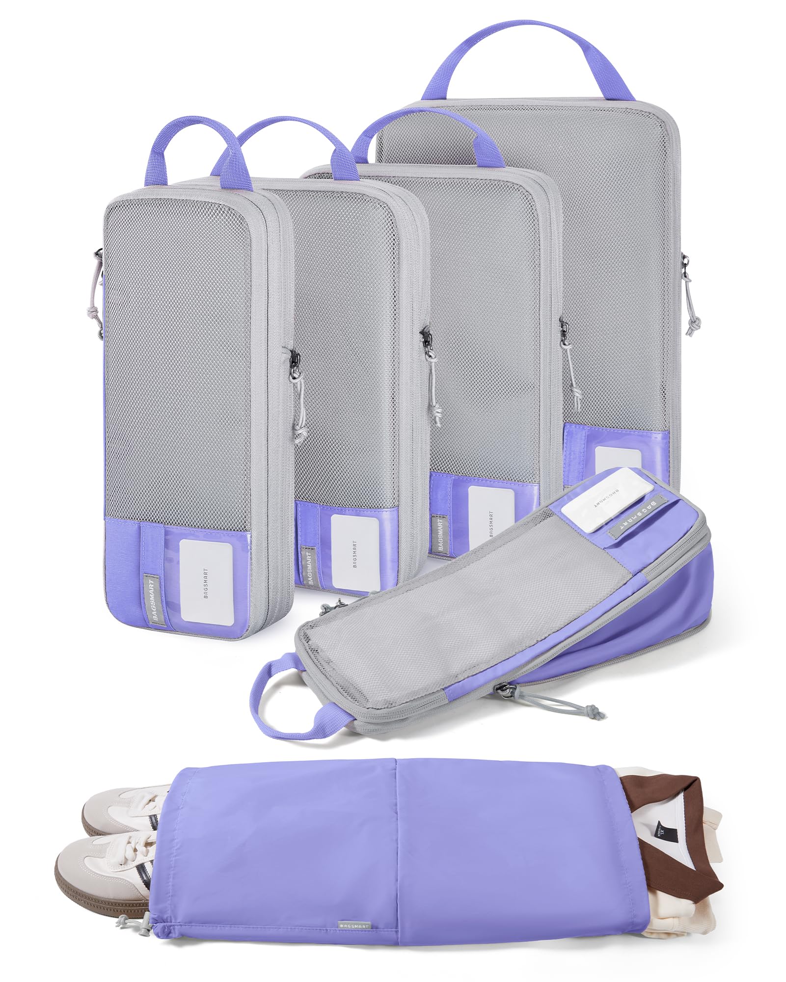 BAGSMART 6 Set Compression Packing Cubes, Lightweight Vacation Travel Essentials