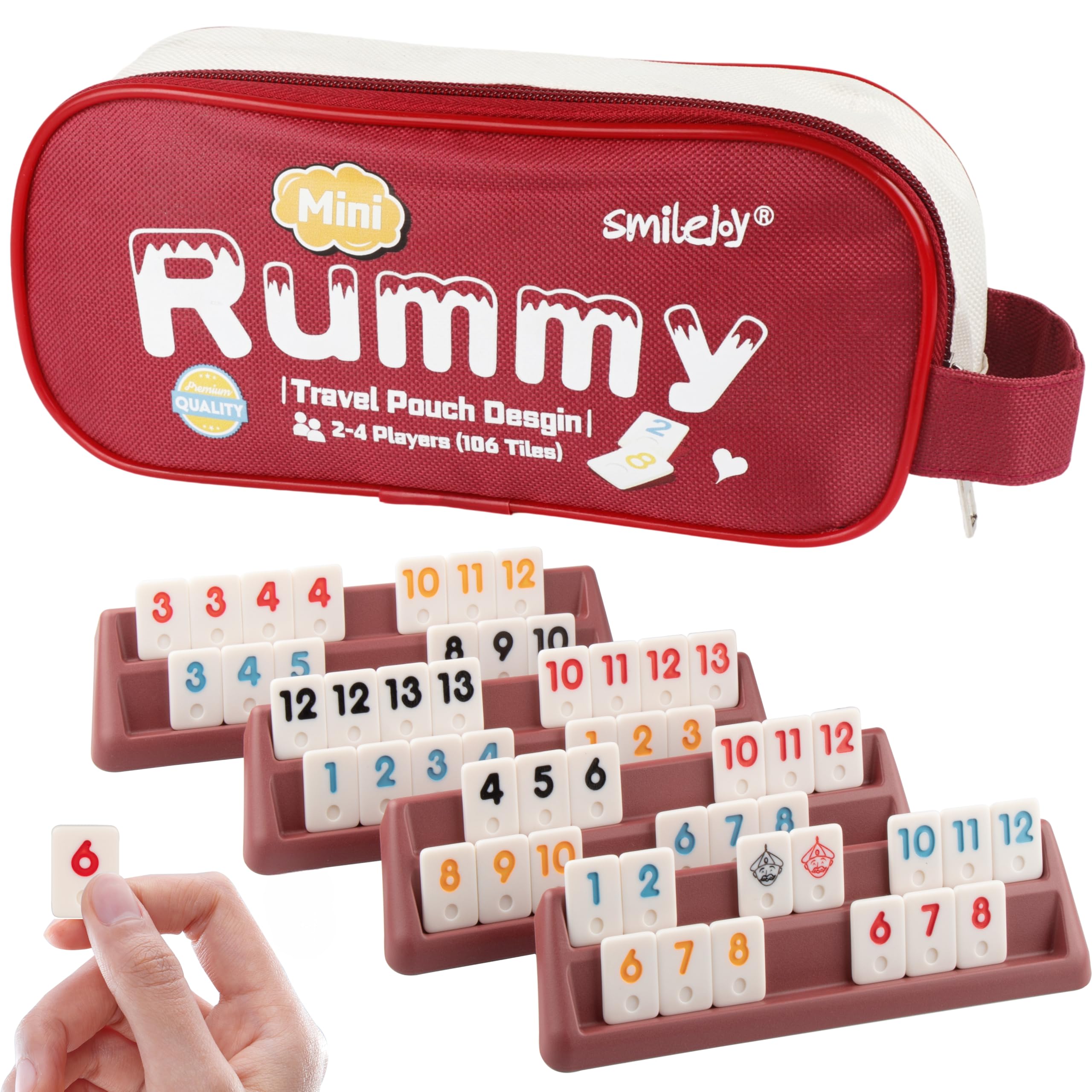 Smilejoy Mini Rummy Cube Game,Travel Rummy 106 Tiles with Canvas Bag | Travel ca