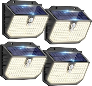 nipify Solar Lights Outdoor Garden 4 Pack,3 Modes Solar Motion Sensor Light | Solar Security Light IP65 Waterproof,Upgraded 5000K Neutral Wall Light for Outside Shed Driveway Backyard Garage Porch Fences