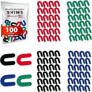 Plastic Horseshoe Shims for Leveling Multipack 1/4, 1/8, 1/16, 1/32-inch | 100-Pieces, U Shape Tile Shims Spacers to Level Windows, Floors, Toilets, Doors, Indoor Outdoor Use, Made in USA