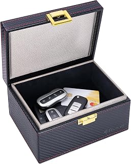 TICONN Faraday Box for Car Keys, Carbon Fiber RFID Key Fob Signal Blocker | Dual-Layer Shielding, Keyless Car Theft Protection, Phone &amp; Card Signal Blocking, Luxurious Appearance, 3 Size Options