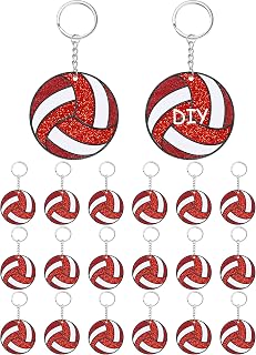 Taiyin 18 Pcs Large Size Volleyball Keychain Bulk DIY Sublimation Sports Charms Stuff Volleyball Gifts for Team Party Favors bag tags