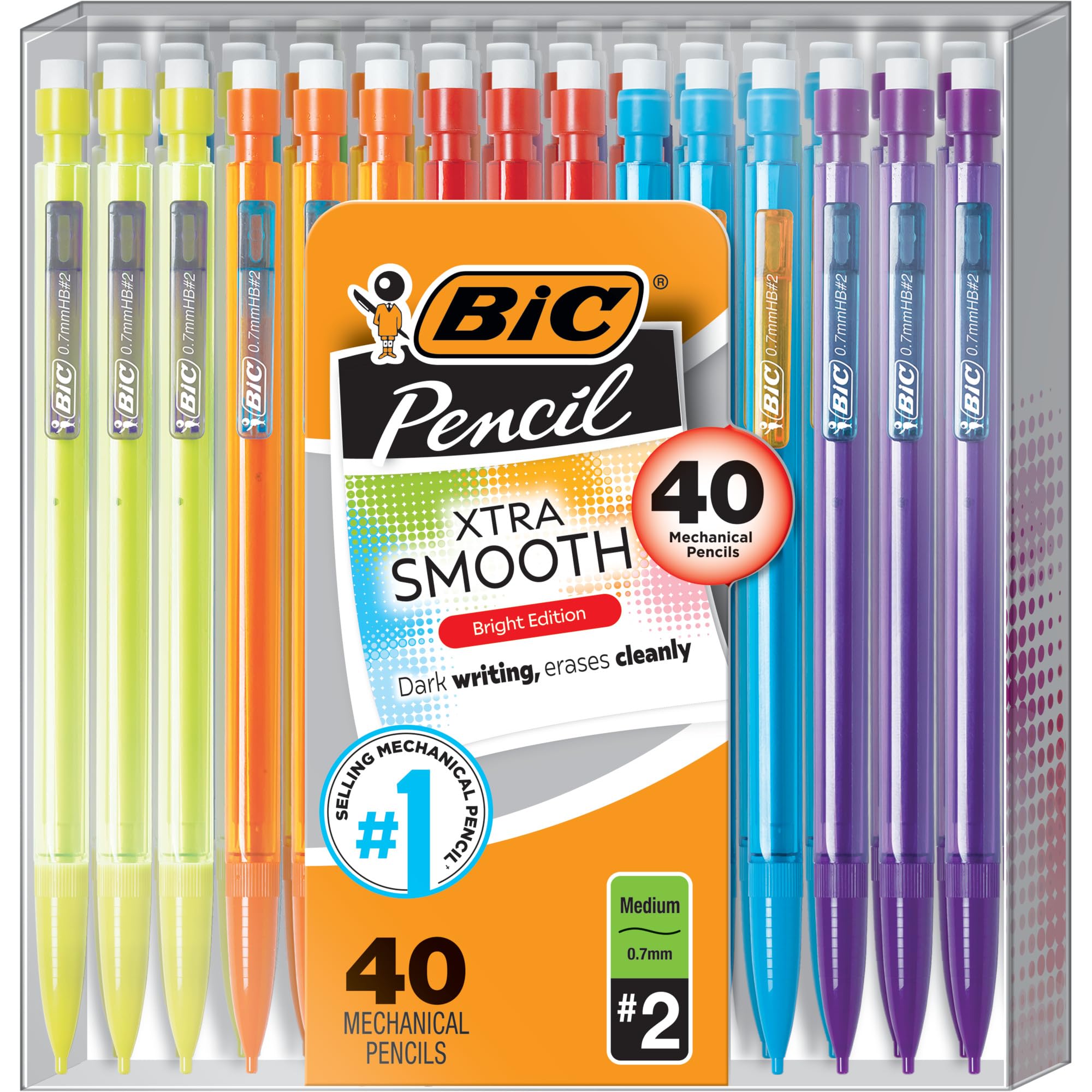 BIC Xtra Smooth Bright Mechanical Pencils, 40-Count | Christmas Stocking Stuffer