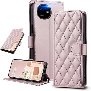 UnivoColors For AQUOS R10 (SH-51F) Quilted Leather-Style Case, Elegant, High-Quality PU, Magnetic Closure, Card Storage, Stand Function, Full Screen Protection, Lens Protection, Strap Included (Gold