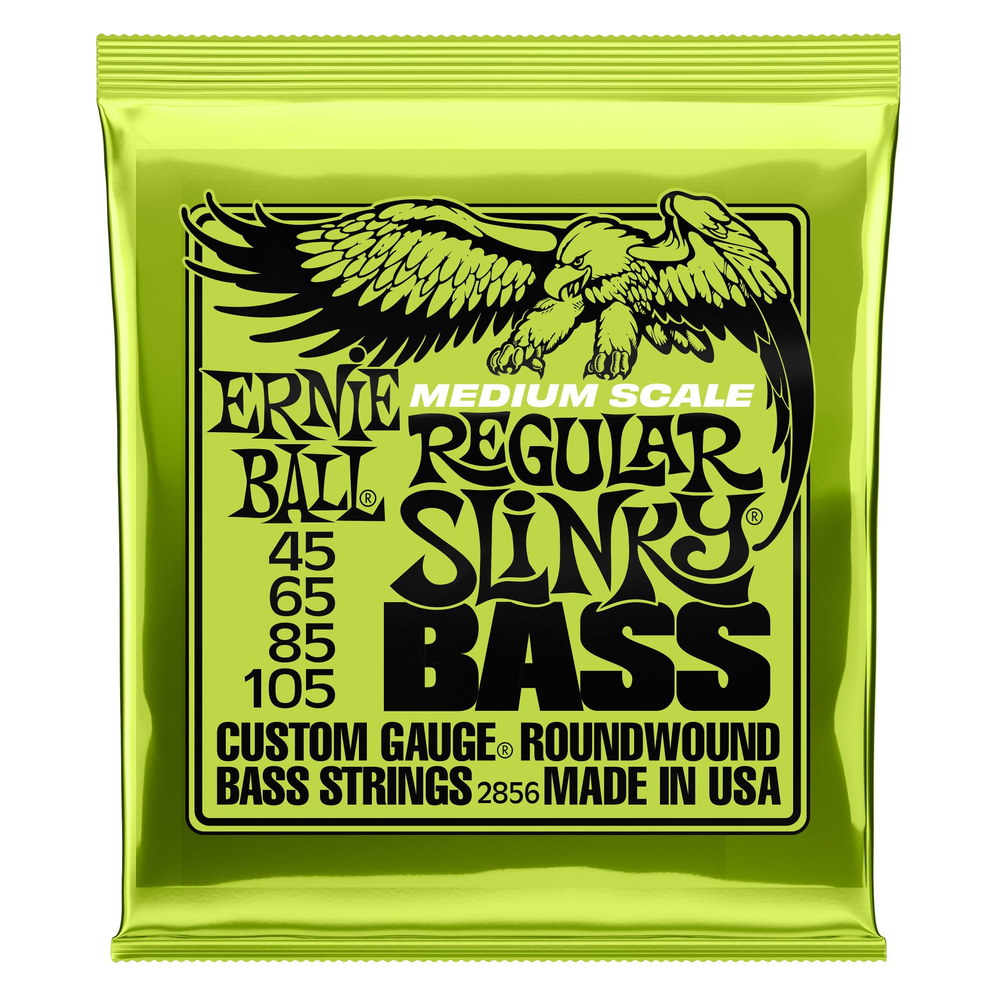 Ernie Ball Medium Scale Regular Slinky Nickel Wound Bass Guitar Strings, 45-105 