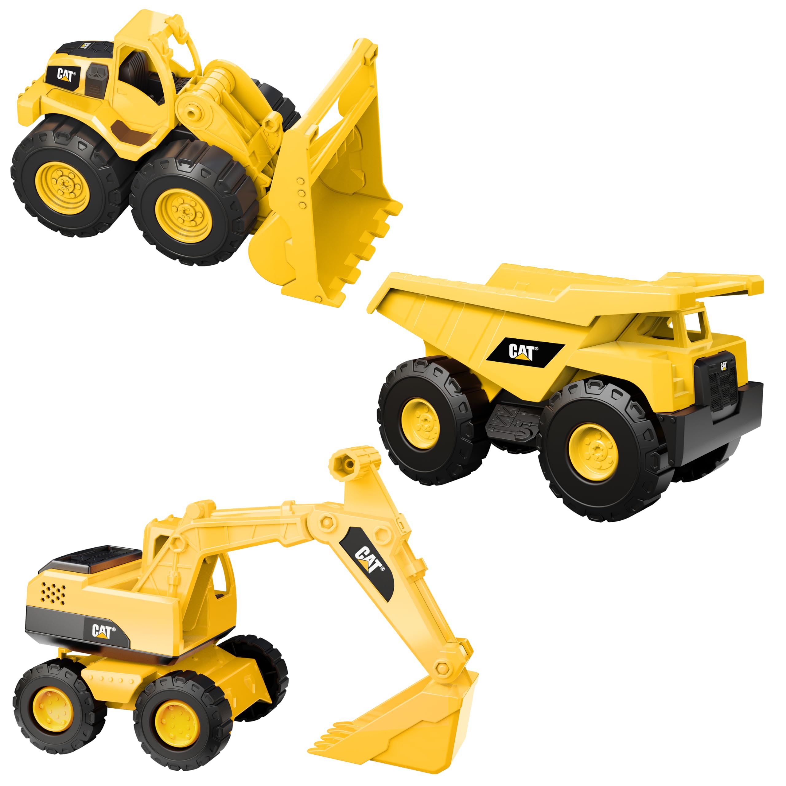 Cat Construction 7" Dump Truck, Loader & Excavator toys Combo Pack
