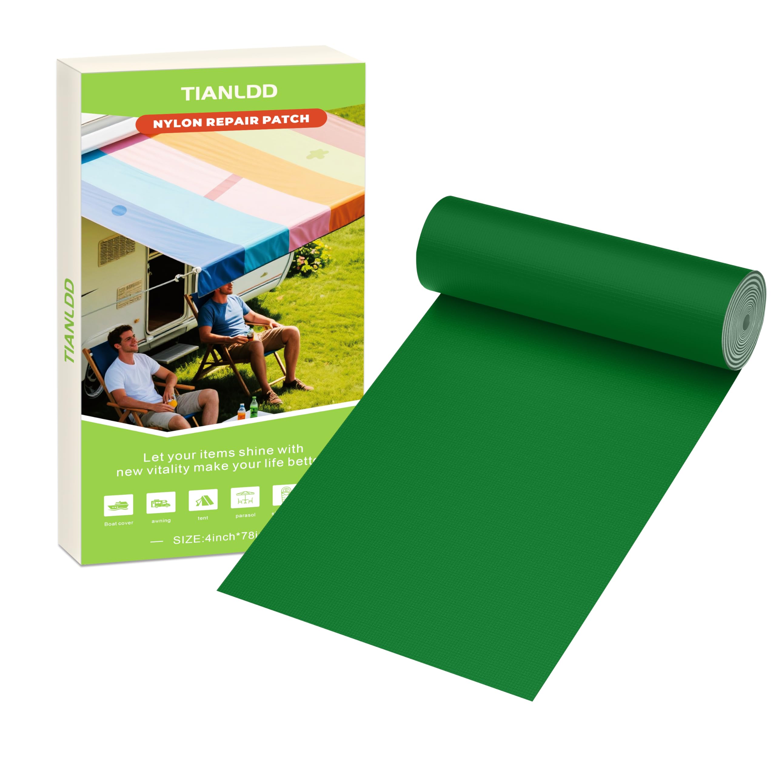 TIANLDD 4x78in Waterproof Repair Tape for Boat Covers,Tents,Tarp,RV Awning，Fabri