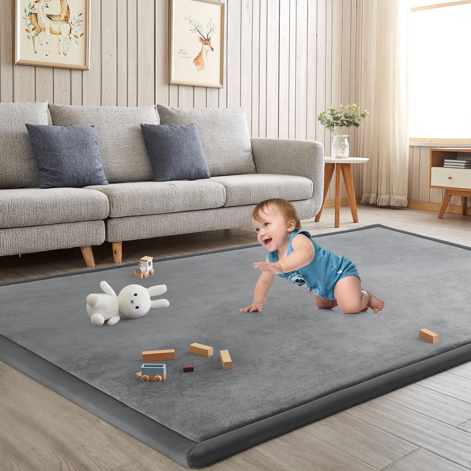 Baby Play Mat for Floor Nursery Rug Muscle Mat Area Rug Playroom Rug 50"x50" Pla