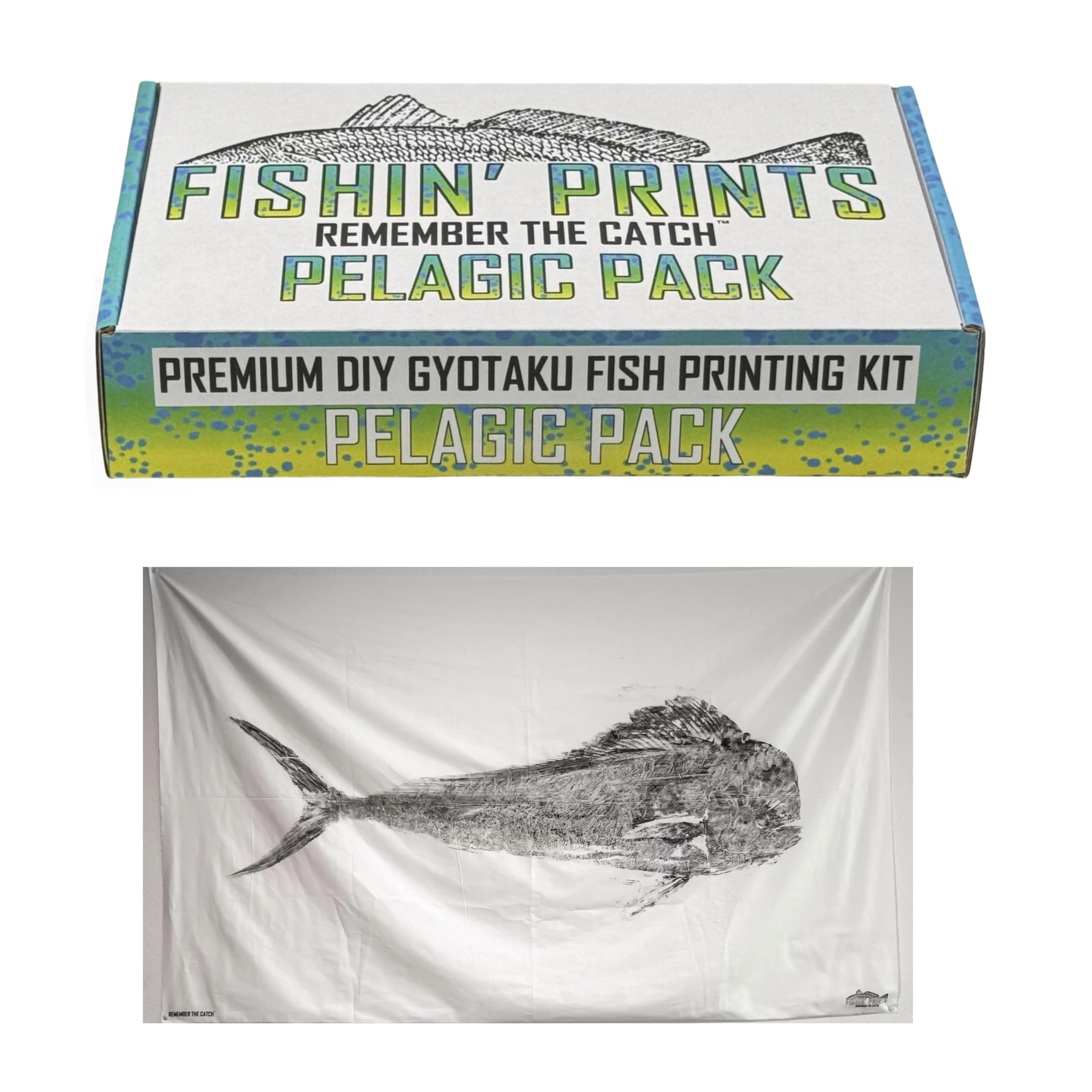 Fishin' Prints Large Gyotaku Fish Printing Kit, Food Grade Ink &amp; Cloth 