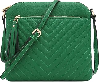 FashionPuzzle Chevron Medium Quilted Tassel Crossbody Bag
