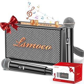 Karaoke Machine for Adults,2 Wireless Microphones for Karaoke Speaker, Portable Microphone and Speaker Support Four-Channel Microphone Expansion for Home Party,Picnic,Car,Indoor/Vintage Gifts