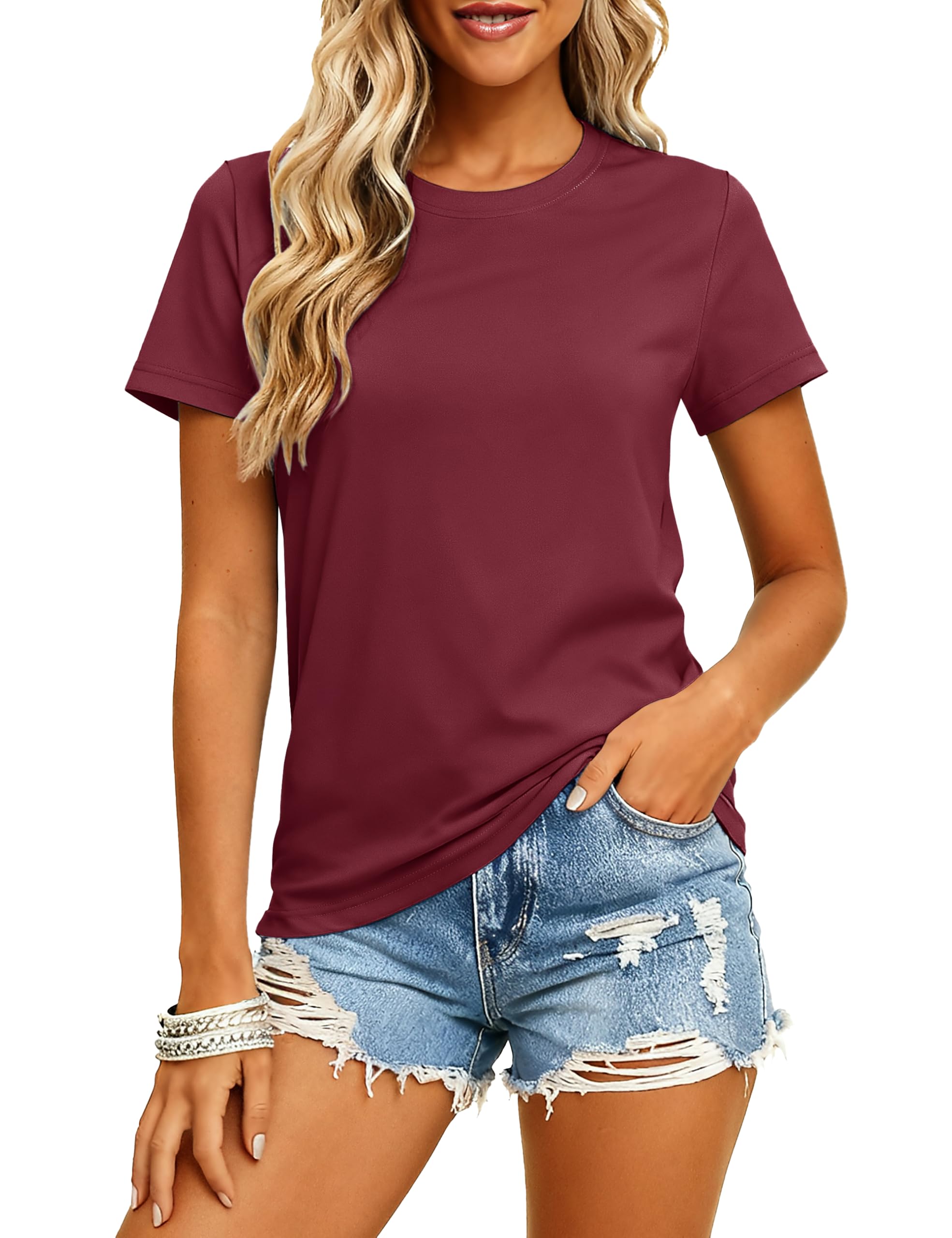 MAGCOMSEN Women's Short Sleeve T-Shirt Quick Dry UPF 50+ Athletic Running Workou