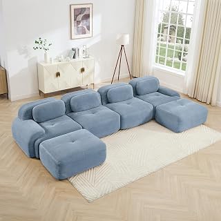 Corduroy Modular Sectional Sofa, Oversized Cloud Couches for Living Room