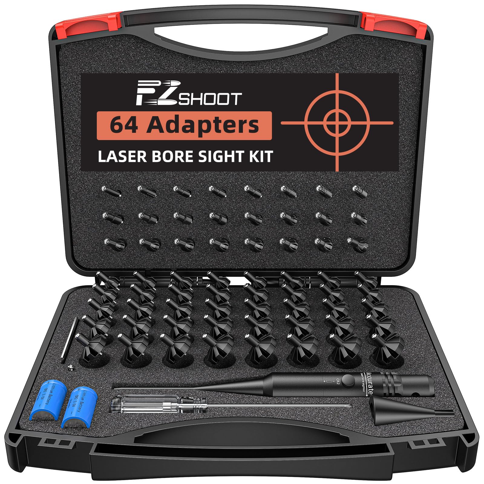 EZshoot Bore Sight Laser with 64 Adapters Clear Laser Bore Sight Fit 0.17 to 12 