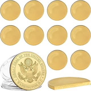 Mihoutal 10 PCS Brass Coin Blanks for Engraving, Challenge Coin Blanks | 40mm X 3mm, Solid Brass, Reeded Edge, Each With Acrylic Protection Case, Craft Supplies For Laser Engraving