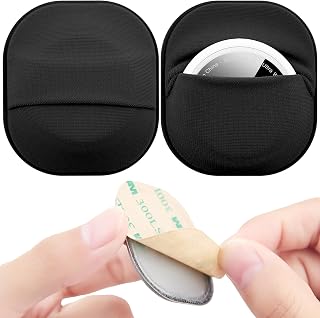 DDJ 2 Pack for Airtag Adhesive Mount, for Air Tag Holder Case with 3M Adhesive Sticker Stick on Wallet/TV Remote/Car/Luggage/Drones, Fabric Protective Cover for Moto Tag, Lightweight, Anti-Lost, Black