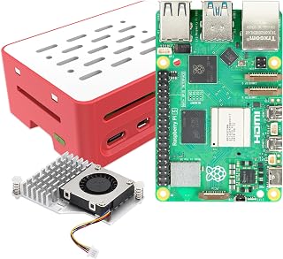 iRasptek basic kit for Raspberry Pi 5 8GB RAM with Red&White Case and Active Cooler