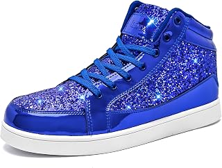 IGxx Glitter Shoes Mens High Top Flashing Party Casual Lace-up Sneakers for Men