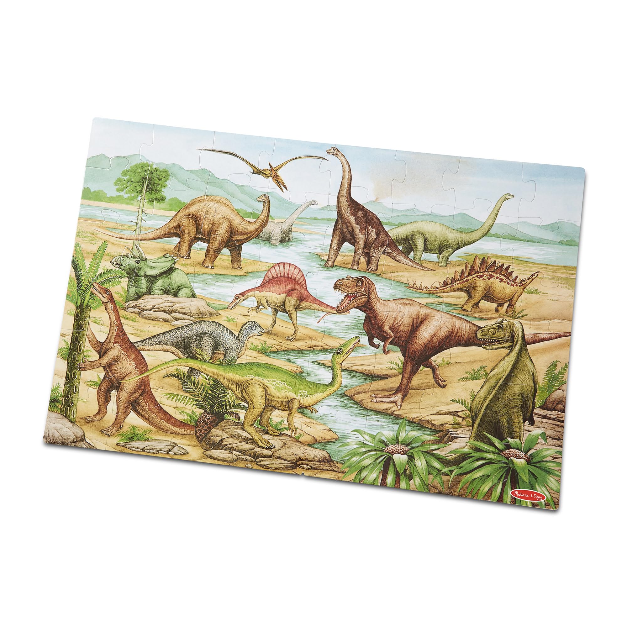 Melissa & Doug Dinosaurs Floor Puzzle, 48 pc Jumbo Jigsaw Puzzle, Educational Sc