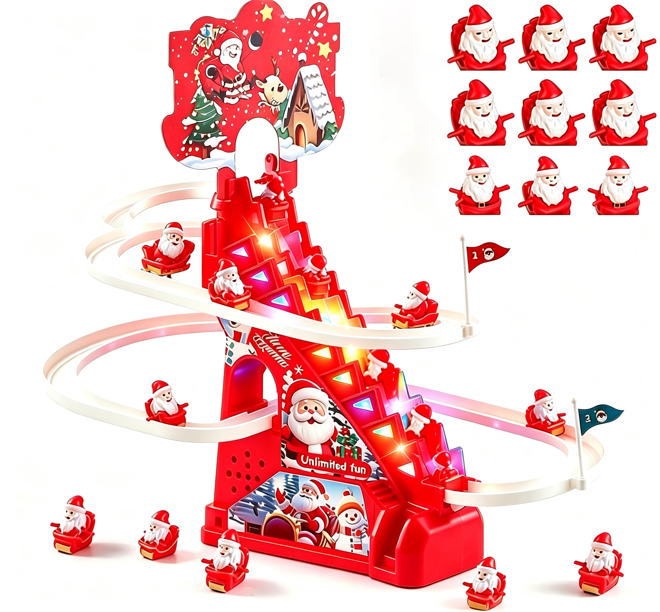 Santa Climbing Toy Set Electric Light Slide Climbing Toys for Playful Santa Race