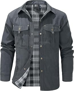Mr.Stream Mens Long Sleeve Button Down Shirt Flannel Lined Western Cowboy Shirt