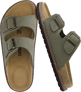 CUSHIONAIRE Plano Slide Sandals for Women with Cork Footbed and Memory Foam